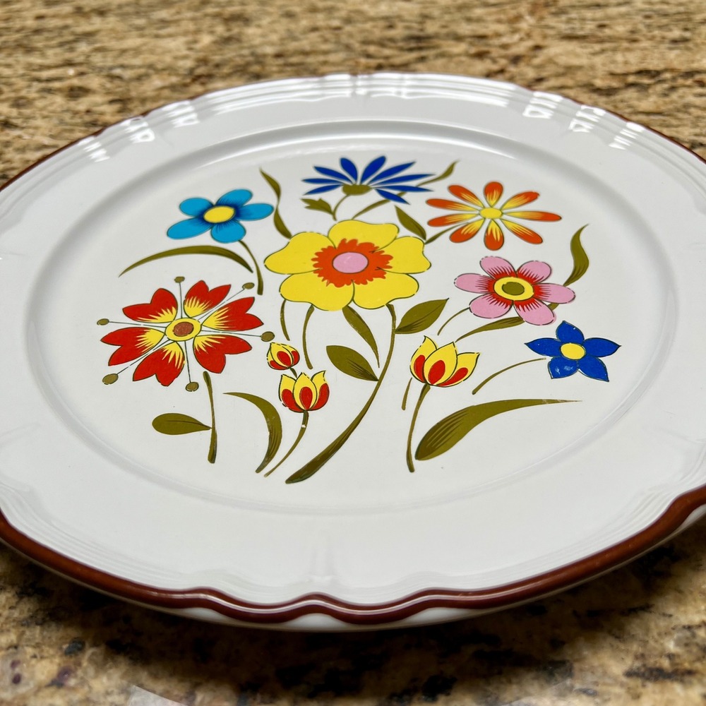 Vintage Grace Stoneware Elegante Floral Platter Plate 12" Scalloped Rim Japan